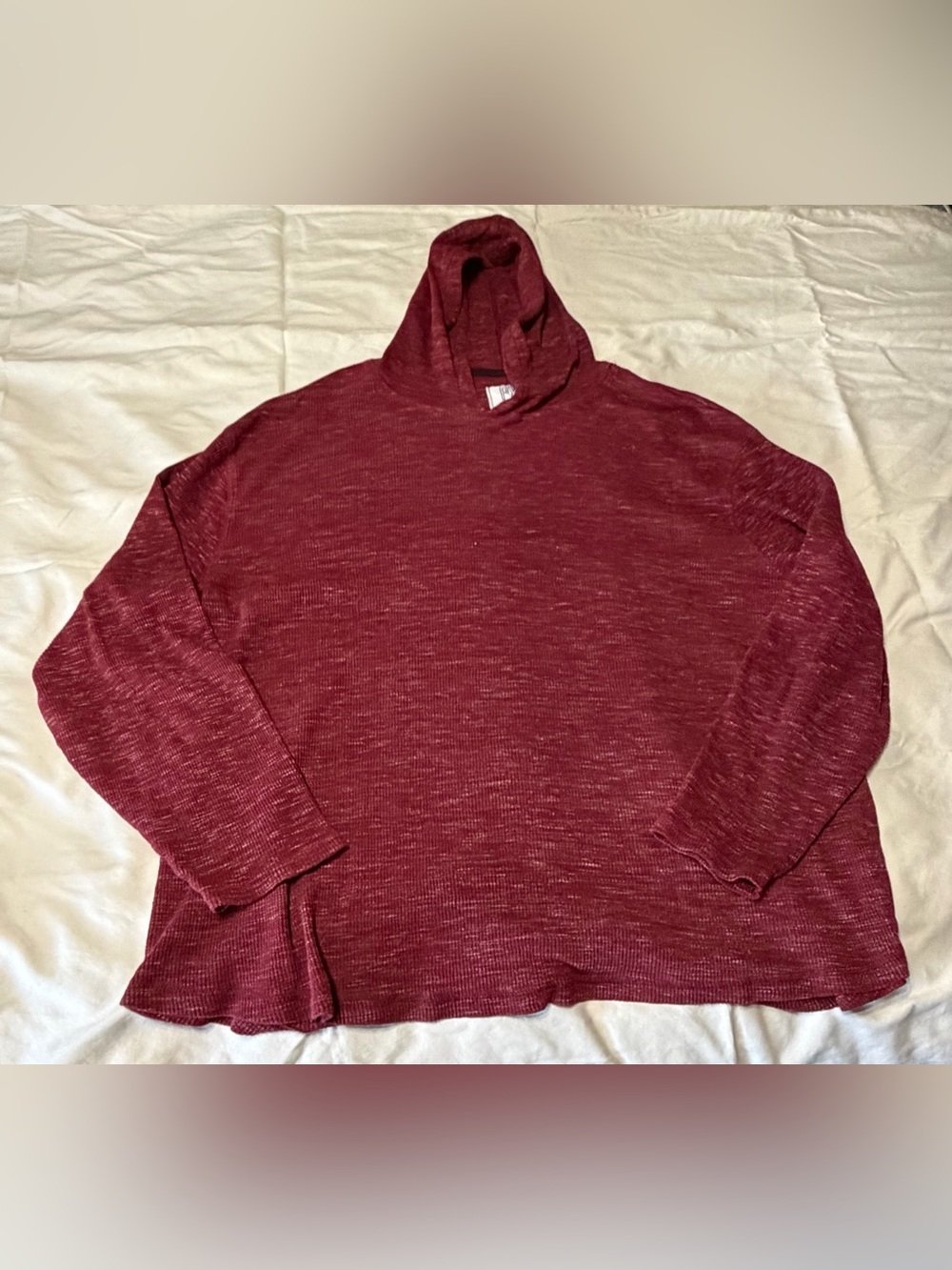 Men's Maroon Hooded Long Sleeve Tee